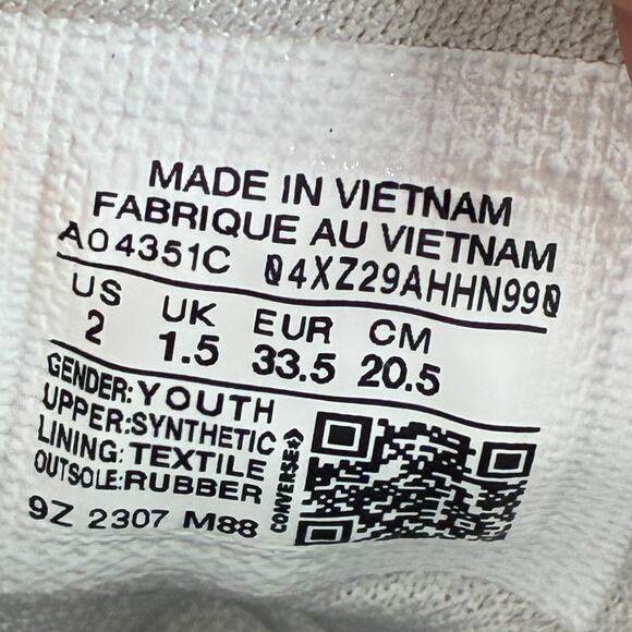 Converse Chuck Taylor Silver Glitter Platform High Top Sneaker Youth Size 2 - Picture 9 of 10